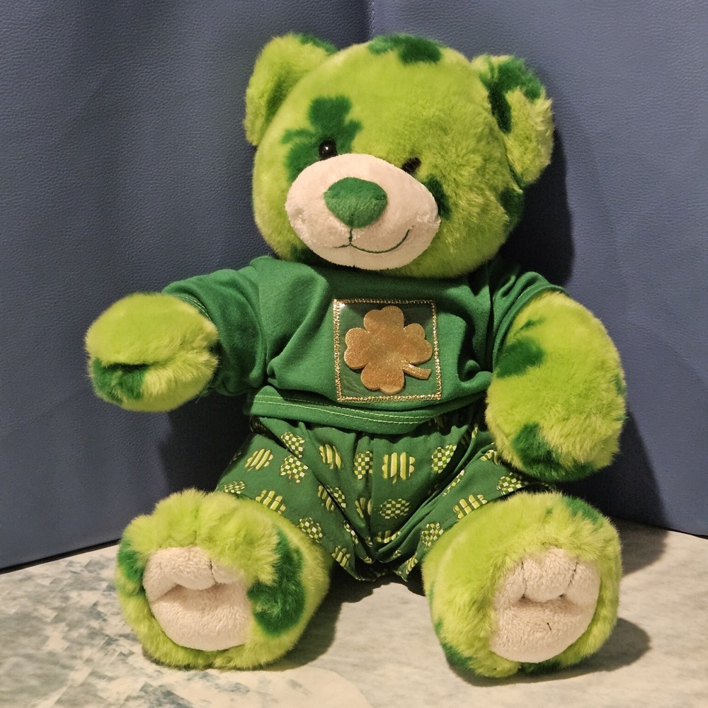 Build A Bear St Patrick's Day Green Shamrock Teddy Outfit I Love You Sound Box